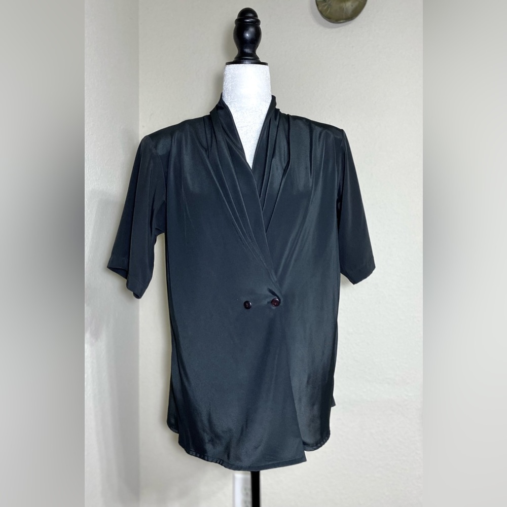 Black Silky Blouse Top Classic
